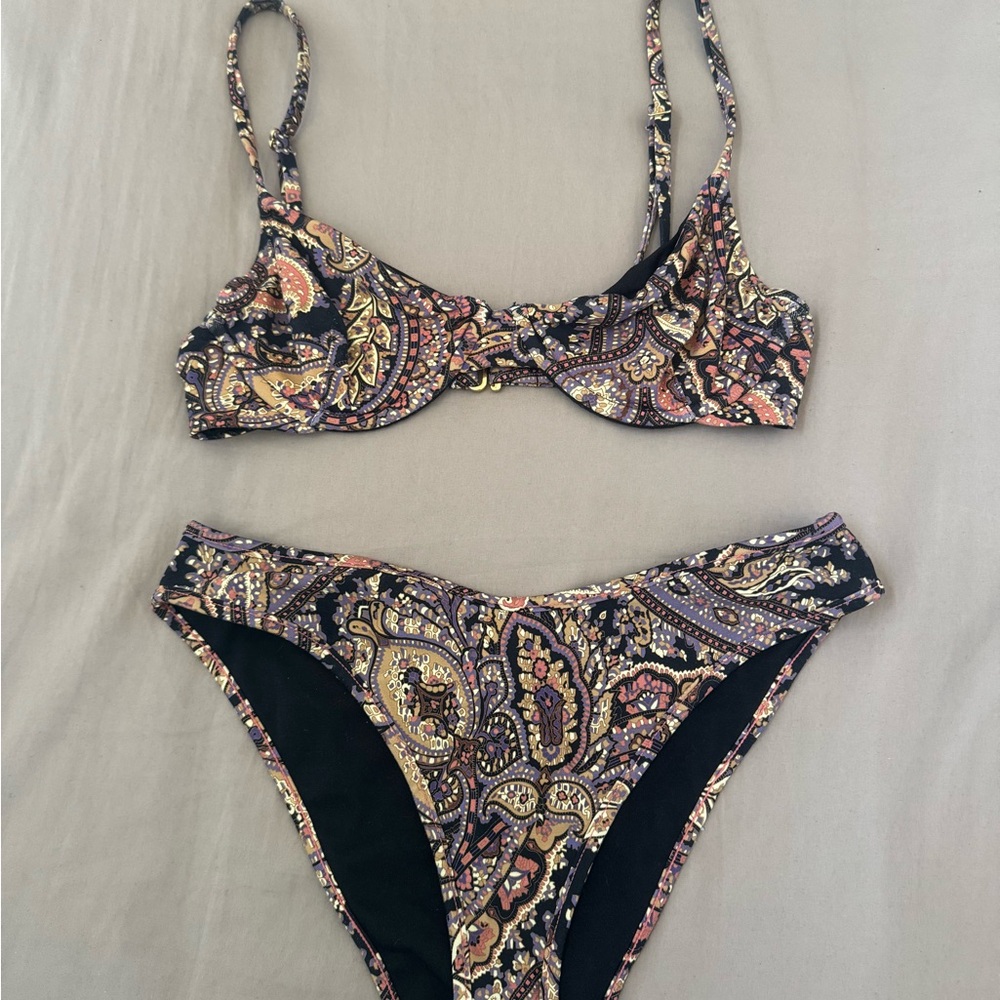Montce Paisley Print Bikini - Black and Purple